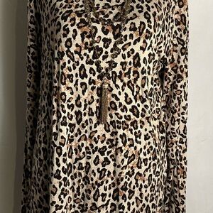Maurices Animal Print Blouse - Black and Tan